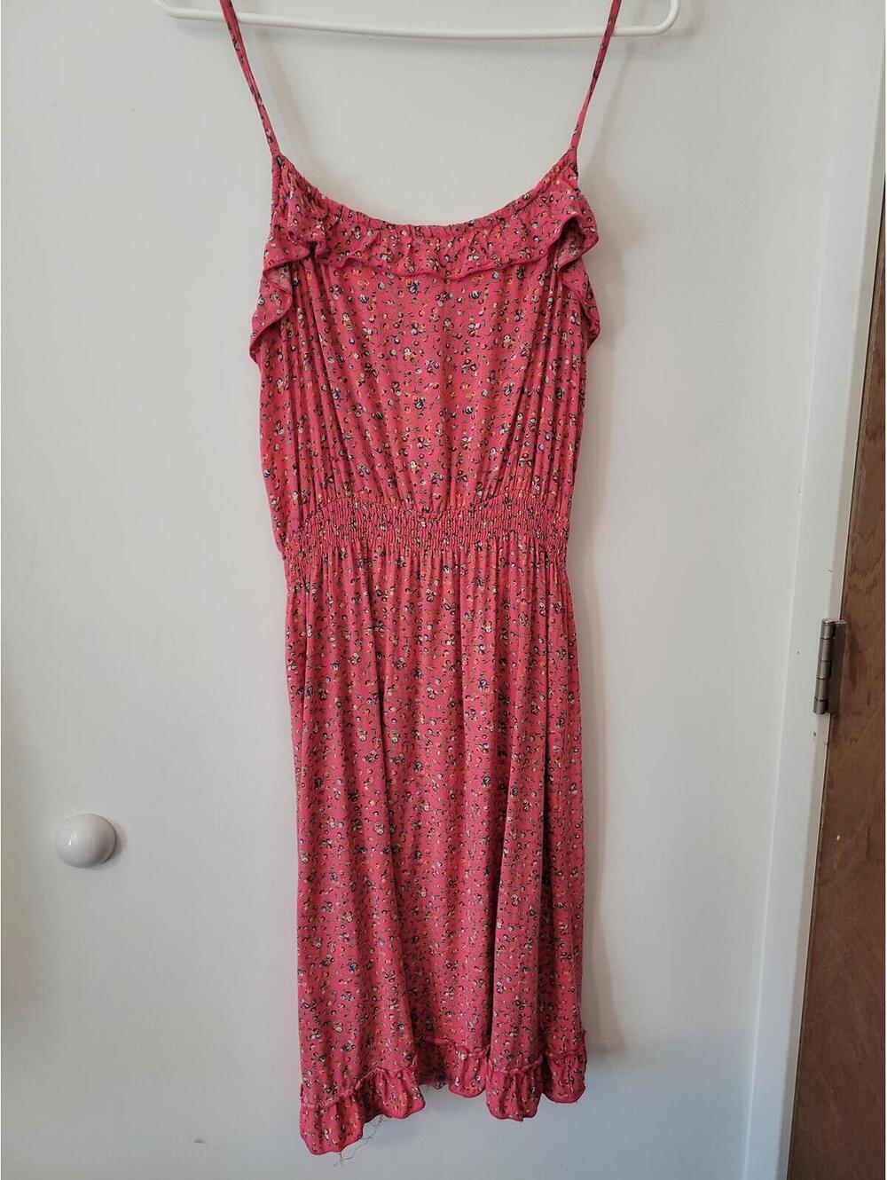Tommy Girl Pink Floral Ruffle Midi Dress Size Large
